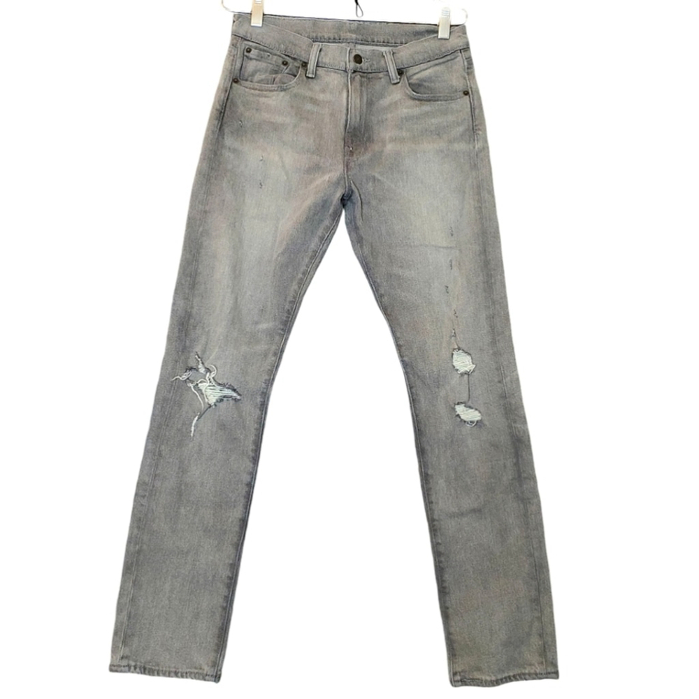 Levi's Jeans Denim 505 C Slim Straight Fit Grunge Goth Distressed Gray 29x30